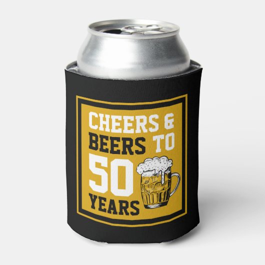 Proost en bier op 50 jaar 50e verjaardag blikjeskoeler (Blikje Voorkant)