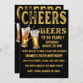 Proost en bier op 50 jaar grappige verjaardag kaart (Voorkant / Achterkant)