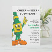 Proost en bier op 50 jaar uitnodigingen Mannen (Staand voorkant)