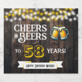 Proost en Bier op 58 Jaar Rustieke Verjaardag Etiket (Enkel label)