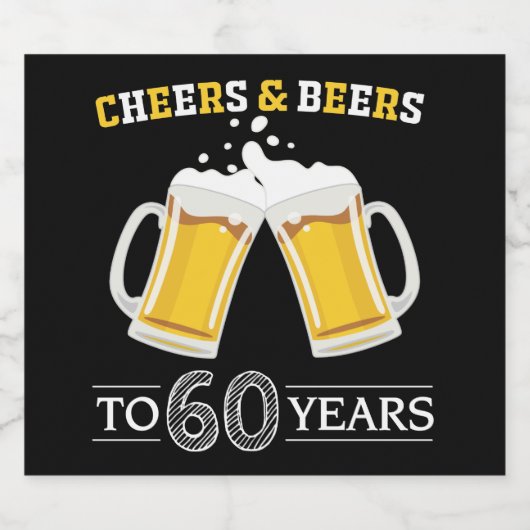 Proost en bier op 60 jaar Bierflesetiket Bier Etiket (Enkel label)