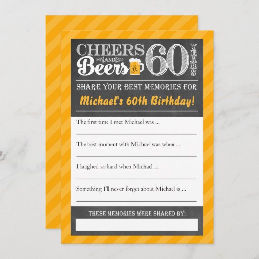 Proost en Bier op 60 Jaar • Deel een Herinneringsk Kaart (Voorkant / Achterkant)