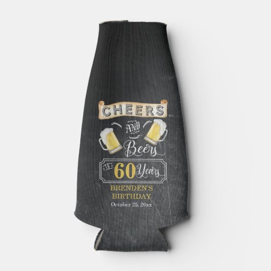 Proost en bier op 60 jaar Verjaardagsfeestfles Flesjeskoeler (Voorkant)