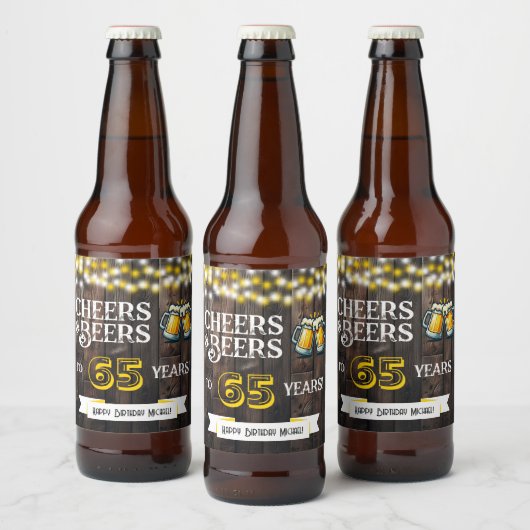Proost en Bier op 65 Jaar Rustieke Verjaardag Etiket (Flessen)