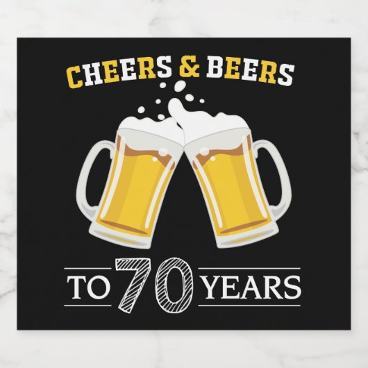 Proost en bier op 70 jaar Bierflesetiket Bier Etiket (Enkel label)