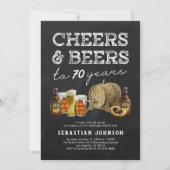 Proost en bier op 70 jaar verjaardagsuitnodiging kaart (Voorkant)