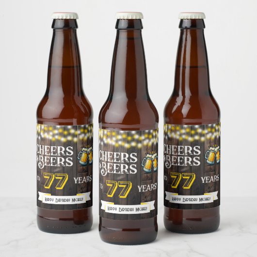 Proost en Bier op 77 Jaar Rustieke Verjaardag Etiket (Flessen)