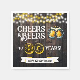 Proost en Bier op 80 Jaar Rustieke Verjaardagsfees Servet