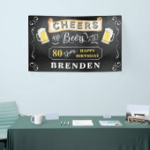 Proost en bier op 80 jaar verjaardagsfeestbanner spandoek (Beurs)