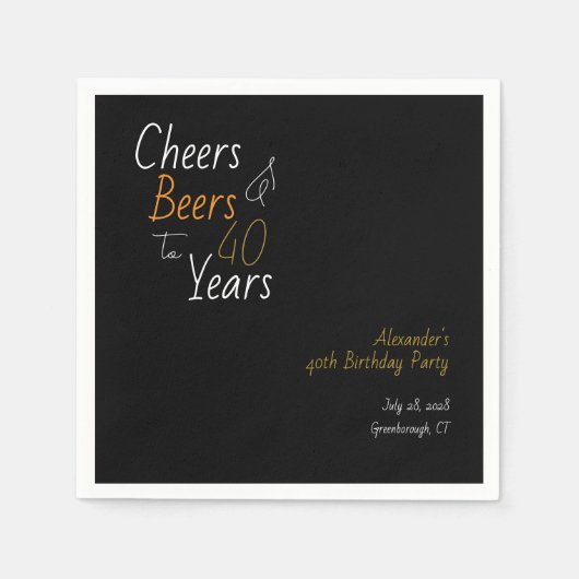 Proost en bier op de 40e verjaardag servet (Voorkant)