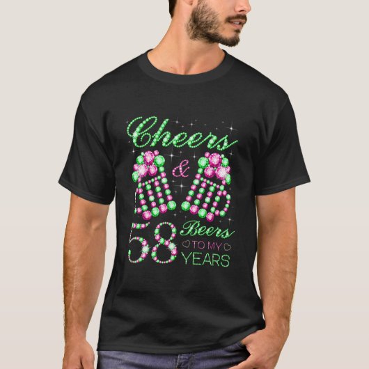 Proost en bier op mijn 58-jarige 58ste verjaardag t-shirt (Voorkant)