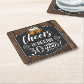 Proost en bier op verjaardagsfeestje kartonnen onderzetters (Schuin)