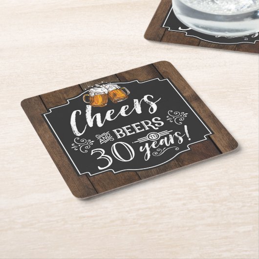 Proost en bier op verjaardagsfeestje kartonnen onderzetters (Schuin)