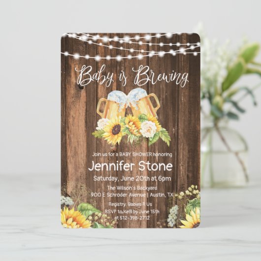 Proost en bier Rustiek Baby shower Kaart (Staand voorkant)