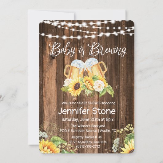 Proost en bier Rustiek Baby shower Kaart (Voorkant)