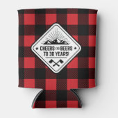 Proost en bier tot 30 jaar | Red Buffalo Plaid Blikjeskoeler (Voorkant)