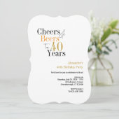Proost en bier tot 40 jaar feest minimaal kaart (Staand voorkant)