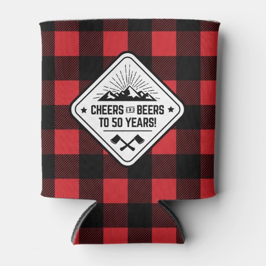 Proost en bier tot 50 jaar | Red Buffalo Plaid Blikjeskoeler (Voorkant)