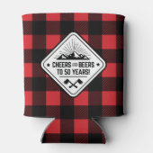 Proost en bier tot 50 jaar | Red Buffalo Plaid Blikjeskoeler (Achterkant)