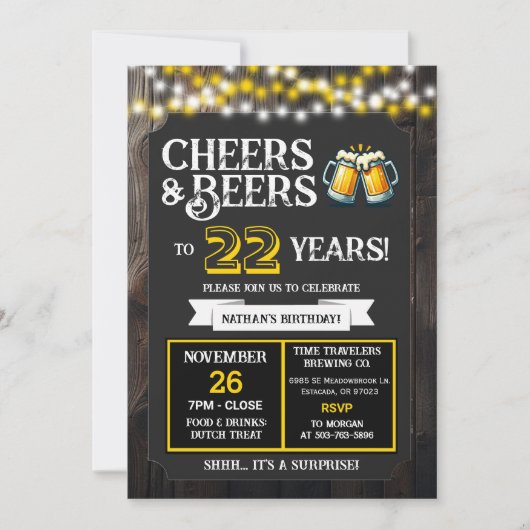 Proost en Bier voor 22 Jaar Surprise Brouwerij Kaart (Voorkant)