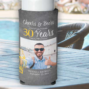 Proost en bier voor 30 jaar mannen verjaardag foto seltzer blikjeskoeler