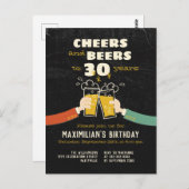 Proost en bier voor 30 jaar retro uitnodiging (Voorkant / Achterkant)