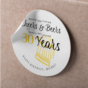 Proost en bier voor 30 jaar typografie verjaardag ronde sticker