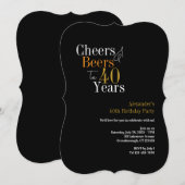 Proost en bier voor 40 jaar feest zwart en goud kaart (Voorkant / Achterkant)
