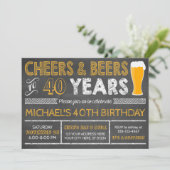 Proost en Bier voor 40 Jaar Verjaardagsuitnodiging Kaart (Staand voorkant)