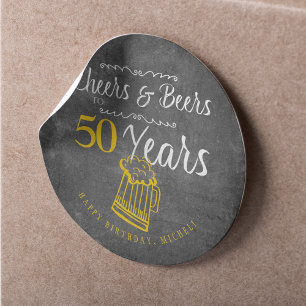 Proost en bier voor 50 jaar typografie verjaardag ronde sticker