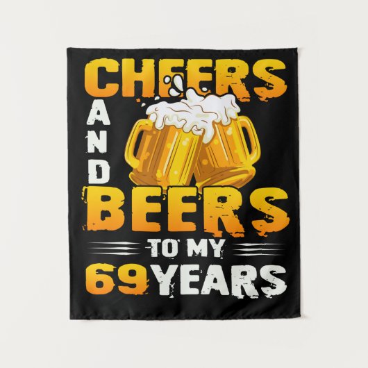 Proost En Bier Voor Mijn 69 Jaar 69e Verjaardagsca Wandkleed (Voorkant)