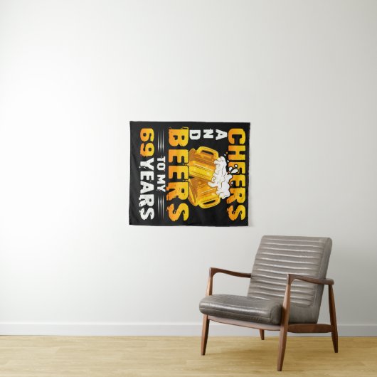 Proost En Bier Voor Mijn 69 Jaar 69e Verjaardagsca Wandkleed (In Situ (horizontaal))