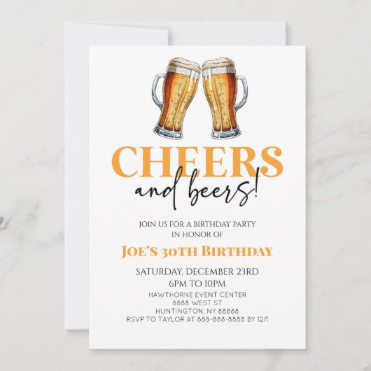 Proost en bieren Bierglas Verjaardagsfeest Kaart (Voorkant)