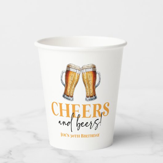 Proost en bieren Bierglas Verjaardagsfeest Papieren Bekers (Voorkant)