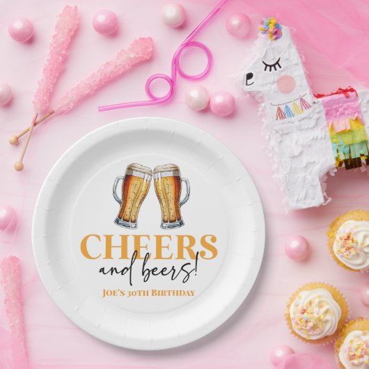 Proost en bieren Bierglas Verjaardagsfeest Papieren Bordje (Feest)