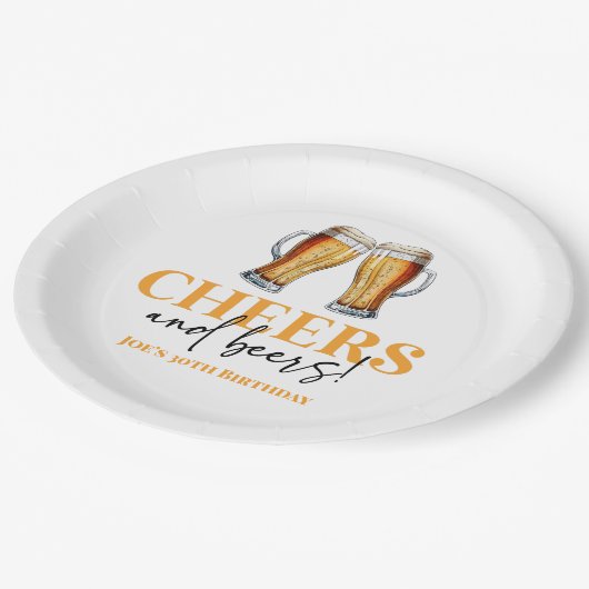 Proost en bieren Bierglas Verjaardagsfeest Papieren Bordje (Gekanteld)