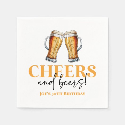 Proost en bieren Bierglas Verjaardagsfeest Servet (Voorkant)
