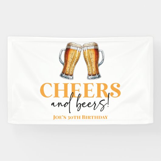 Proost en bieren Bierglas Verjaardagsfeest Spandoek (Horizontaal)