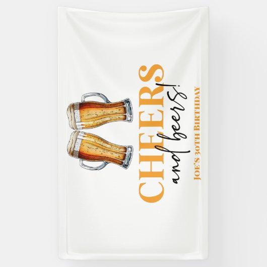 Proost en bieren Bierglas Verjaardagsfeest Spandoek (Verticaal)