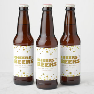 Proost en bieren   Fun Christmas Wit & Goud Bier Etiket