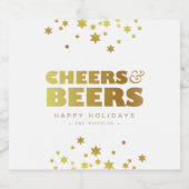 Proost en bieren | Fun Christmas Wit & Goud Bier Etiket (Enkel label)