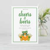 Proost en bieren St Patrick's Day Party Leprechaun Kaart (Staand voorkant)