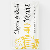 Proost en bieren tot 40 jaar typografie verjaardag spandoek (Verticaal)