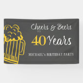 Proost en bieren tot 40 jaar typografie verjaardag spandoek (Horizontaal)