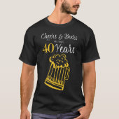 Proost en bieren tot 40 jaar typografie verjaardag t-shirt (Voorkant)