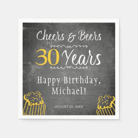 Proost en biertjes 30e mannen mijlpaal verjaardags servet (Voorkant)