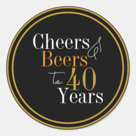 Proost en Biertjes 40 Jaar Modern Design Ronde Sticker