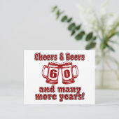 Proost en biertjes 60 verjaardag Design Briefkaart (Staand voorkant)
