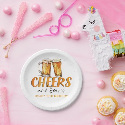 Proost en biertjes Glass verjaardagsfeestje Papier Papieren Bordje (Feest)