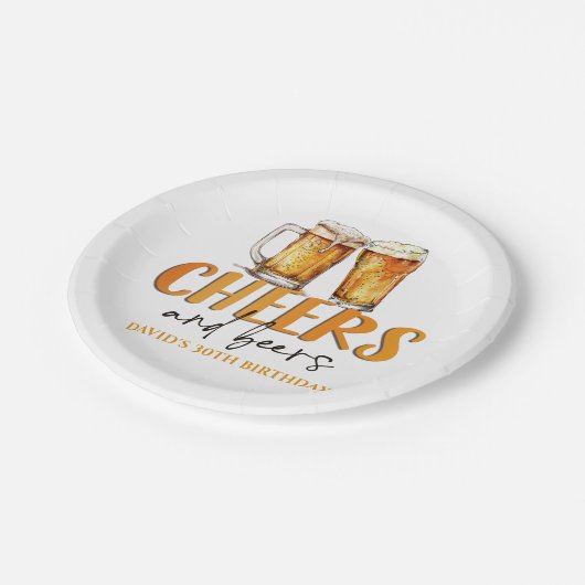 Proost en biertjes Glass verjaardagsfeestje Papier Papieren Bordje (Gekanteld)